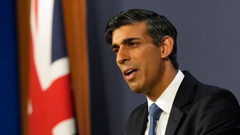 Prime Minister Rishi Sunak during a press conference in Downing Street in London, as the NHS and Government launch the first ever Long Term Workforce Plan in the history of the NHS. Picture date: Friday June 30, 2023.