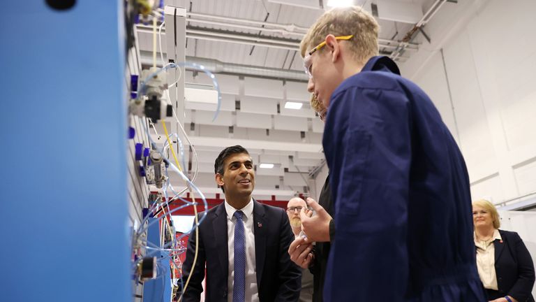 Prime Minister Rishi Sunak visits the Advanced Technology centre at The Fylde College in Blackpool,
