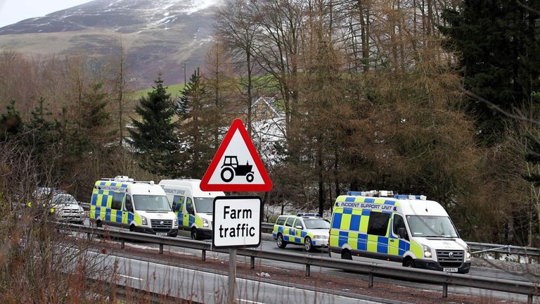Tayside Police investigation team search the southbound carriageway of the A9 near Auchterarder after a 16 year old girl died after being hit by a car last night.