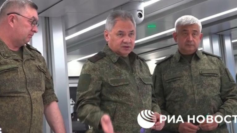 Footage appears to show Russian defenec minister Sergei Shoigu in Ukraine