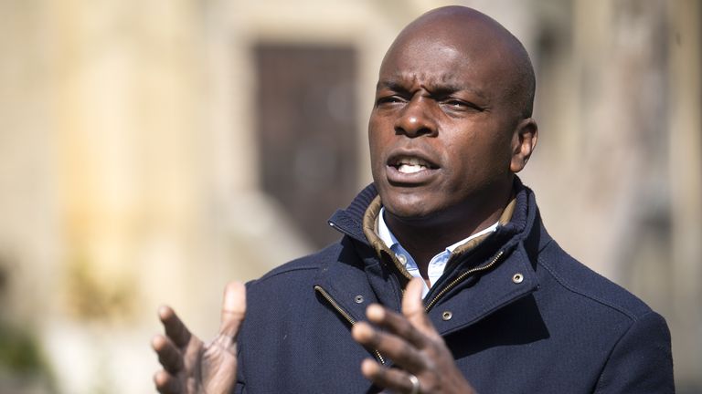 Conservative London mayoral candidate Shaun Bailey during a visit to Kennington, London, whilst on the campaign trail for the London Mayoral election. Picture date: Wednesday May 5, 2021.