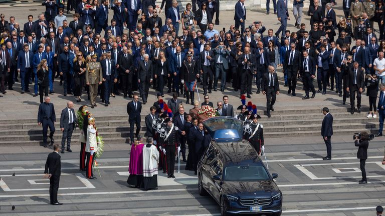 The decision to give the former premier a state funeral and declare a national day of mourning has divided Italy Pic: AP 