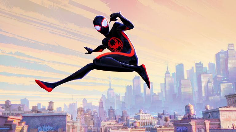 This image released by Sony Pictures Animation shows Miles Morales as Spider-Man, voiced by Shameik Moore, in a scene from Columbia Pictures and Sony Pictures Animation&#39;s "Spider-Man: Across the Spider-Verse." Pic:Sony Pictures Animation/AP