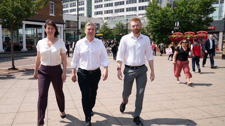 Danny Beales, right, pictured with Labour leader Sir Keir Starmer and shadow chancellor Rachel Reeves