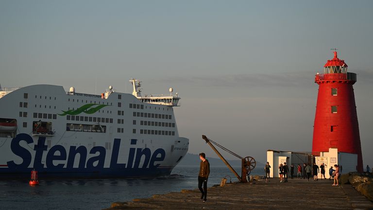 A Stena Line passenger ferry pictured in Dublin in 2021
