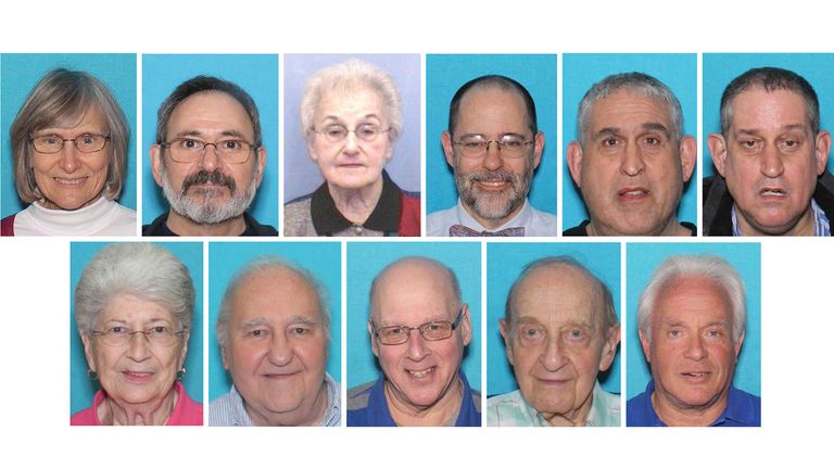 Top row (L-R) Joyce Fienberg, Richard Gottfried, Rose Mallinger, Jerry Rabinowitz, Cecil Rosenthal, and David Rosenthal. Bottom row (L-R), Bernice Simon, Sylvan Simon, Dan Stein, Melvin Wax, and Irving Younger