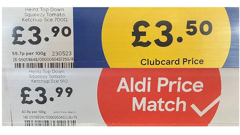 Out of these two ketchup bottles on sale at Tesco, the smaller one under a Clubcard price is not the cheapest option per unit. Pic: Which?