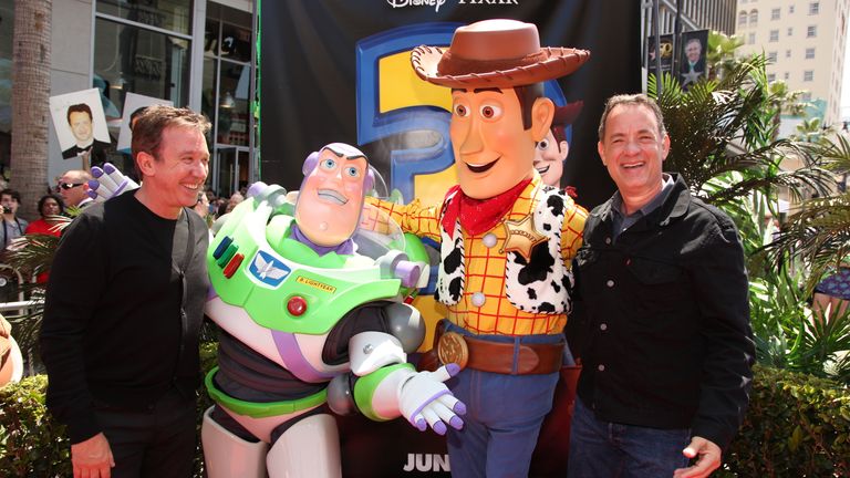 Tim Allen and Tom Hanks at the World Premiere of Toy Story 3 in 2010. Pic: AP