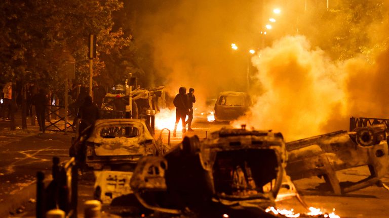 Protesters clash with police, following the death of Nahel, a 17-year-old teenager killed by a French police officer during a traffic stop, in Nanterre, Paris suburb, France, June 30, 2023. REUTERS/Gonzalo Fuentes
