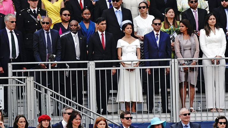 Prime Minister Rishi Sunak and his wife Akshata Murty during the Trooping the Colour