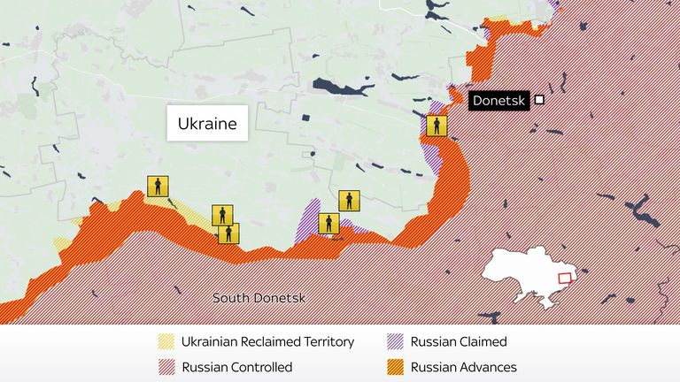 Russian sources are reporting that Ukraine has launched attacks around specific settlements in Donetsk 