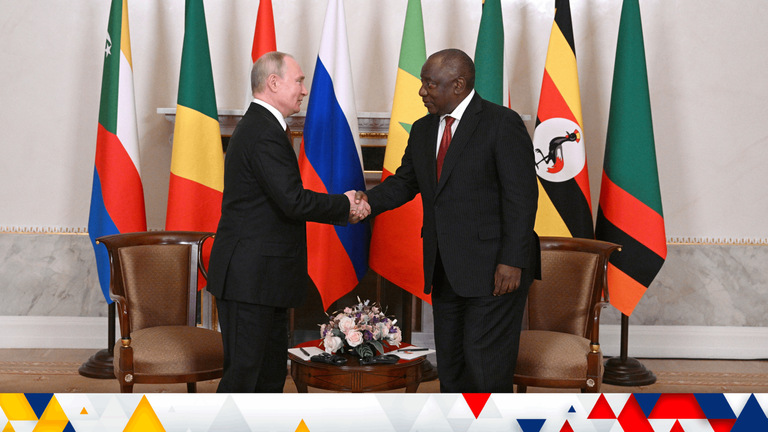 South African President Cyril Ramaphosa met with Vladimir Putin in Russia in June