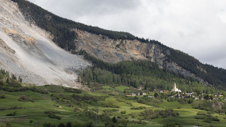 View of the village Brienz and the "Brienzer Rutsch", taken in Brienz-Brinzauls, Switzerland, Friday, May 12
Pic:AP