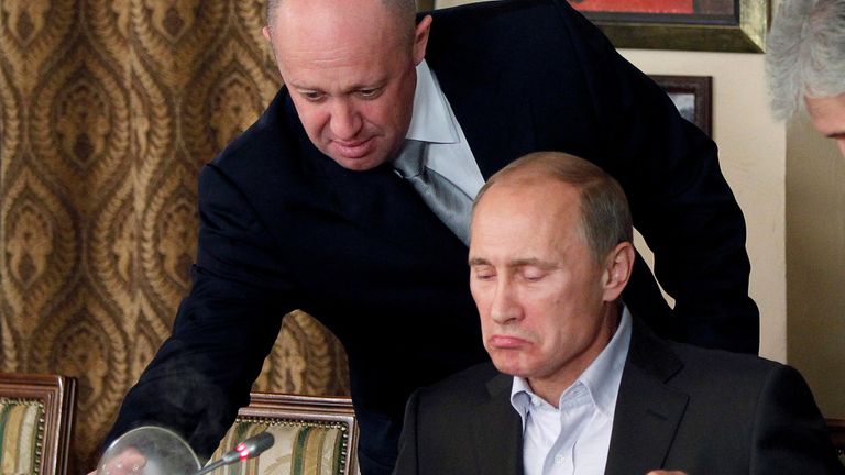 Vladimir Putin and Yevgeny Prigozhin in Moscow in November 2011