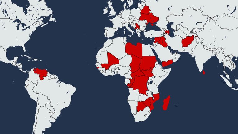 Countries where Wagner has operated. Data is compiled by CSIS Transnational Threats Project
