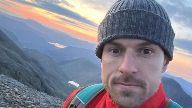 Aaron Ramsey climbs Scaffell Pike. Pic: @aaronramsey