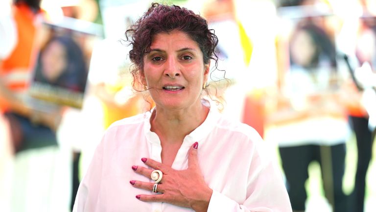 Farah Naz speaks during a vigil to mark the one year anniversary of the death of her niece Zara Aleena at Valentines Park in Ilford. Law graduate Ms Aleena, 35, was sexually assaulted and killed by Jordan McSweeney as she walked home in London on June 26 last year. Picture date: Sunday June 25, 2023.