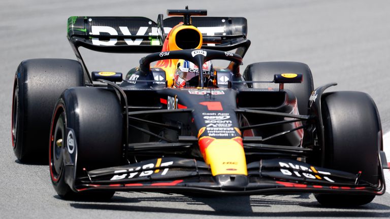 Red Bull driver Max Verstappen of the Netherlands takes a curve during the first practice session for Sunday&#39;s Spanish Formula One Grand Prix, at the Barcelona Catalunya racetrack in Montmelo, Spain, Friday, June 2, 2023. (AP Photo/Joan Monfort)