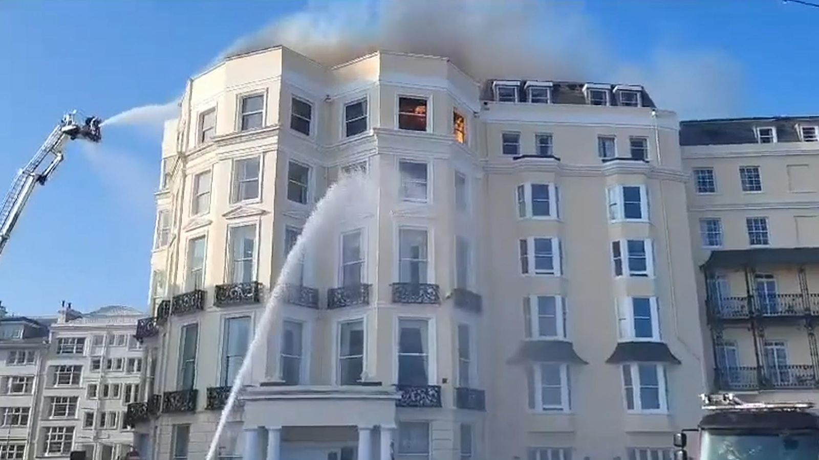 Firefighters tackle blaze at prominent 200-year-old hotel on Brighton seafront