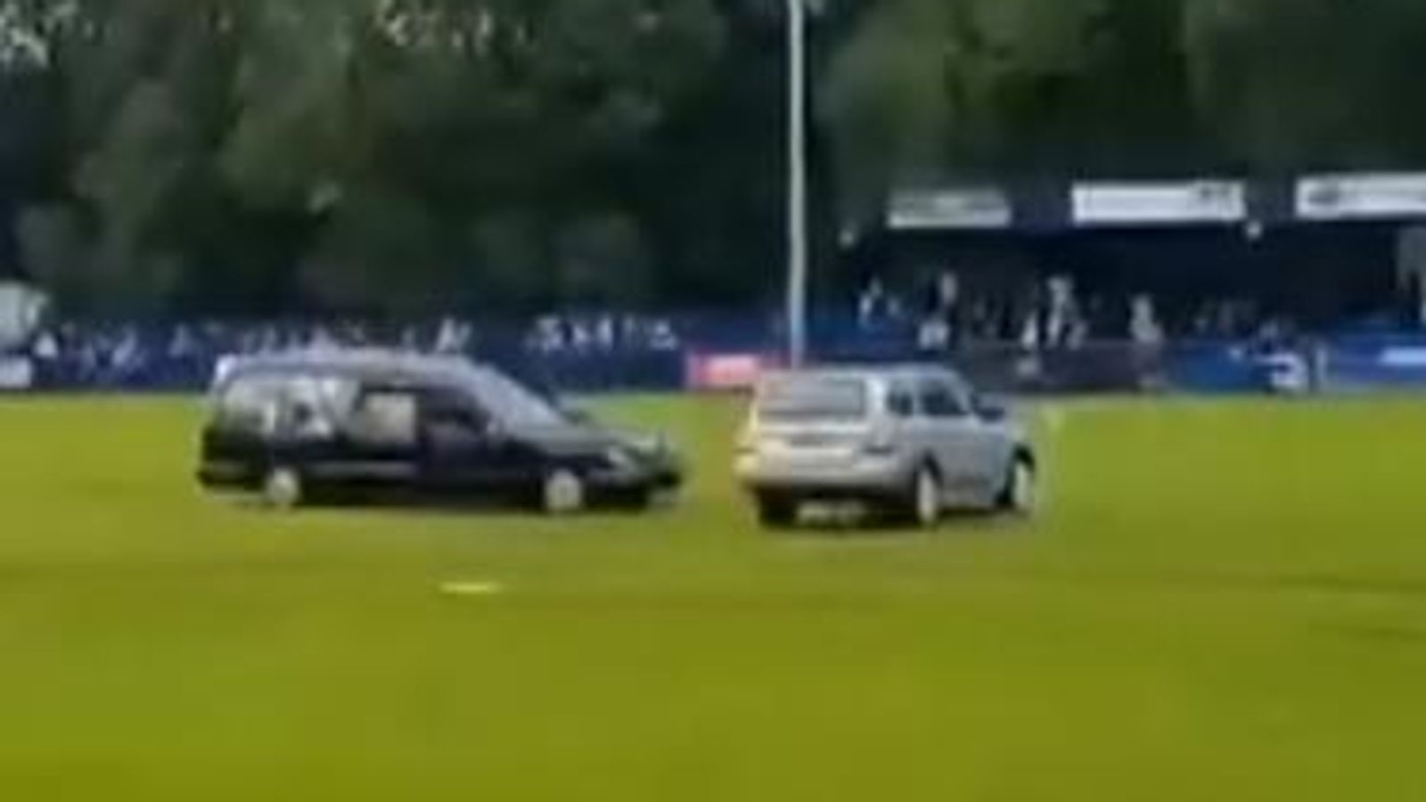 Gateshead soccer match deserted after balaclava-wearing males drive hearse onto pitch