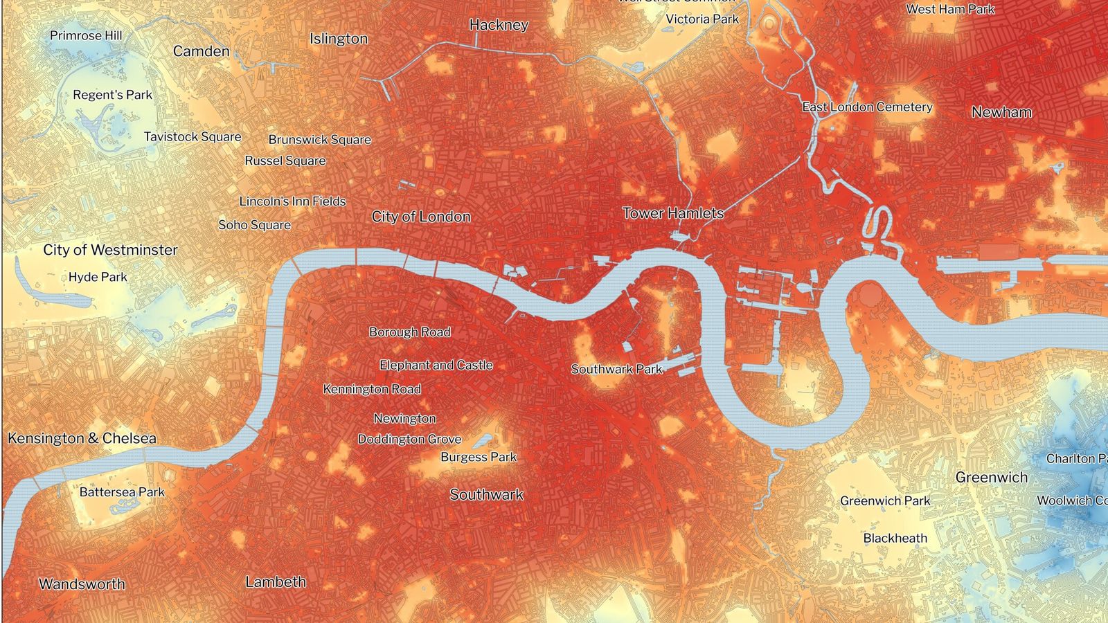 Heatmaps reveal the warmest and coolest areas of five English cities - and the impact of green spaces