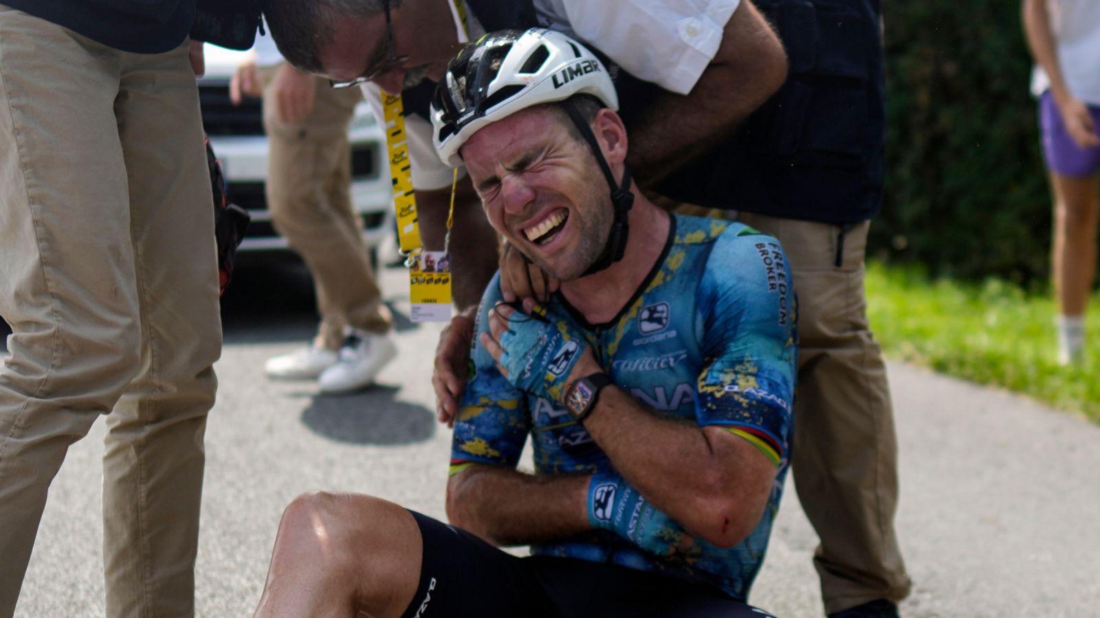 Mark Cavendish: Crash ends British rider's hopes of winning record 35th Tour de France stage