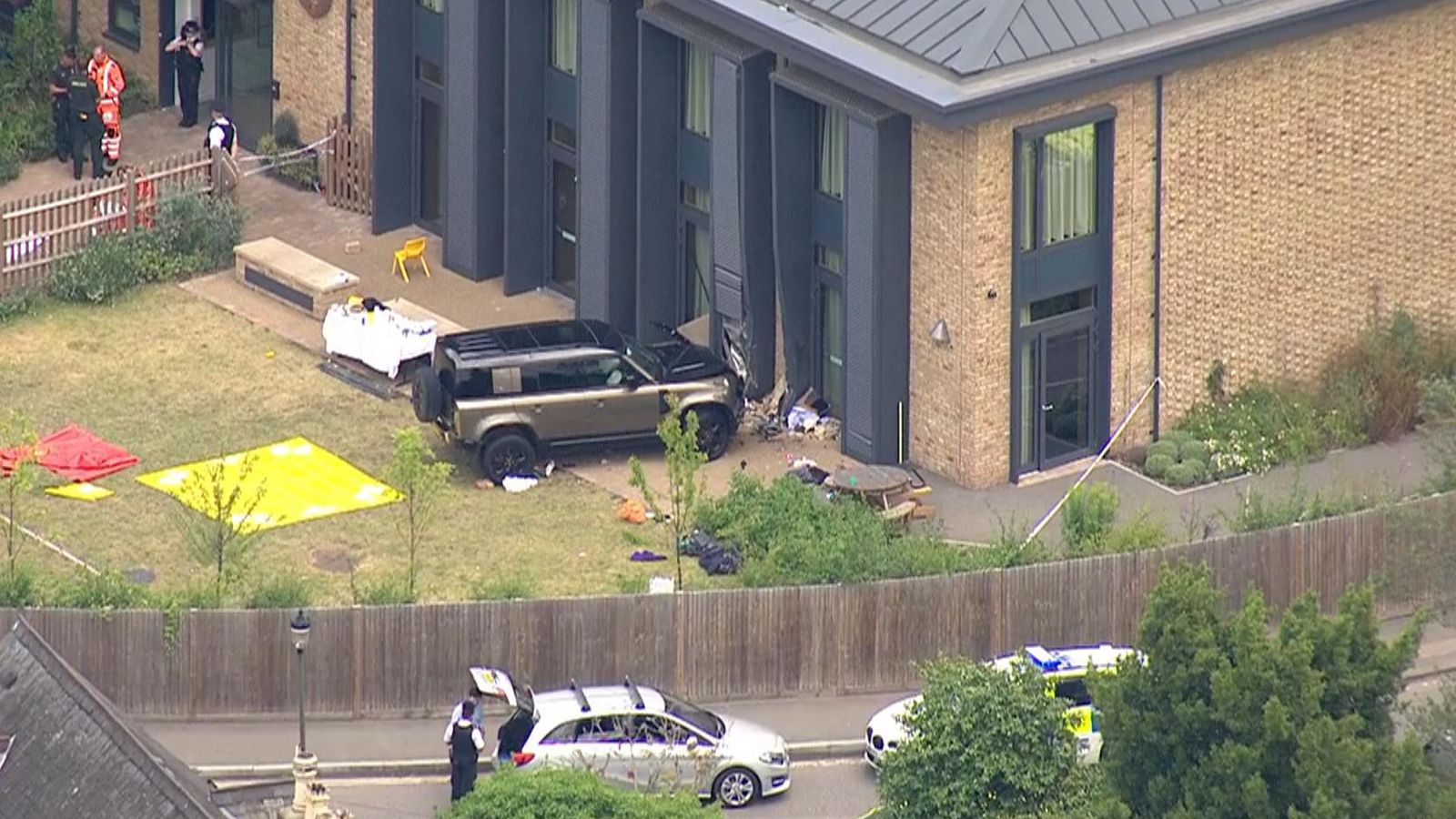 Nine hurt as Land Rover crashes into primary school in Wimbledon