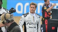 Brad Pitt during the filming of the F1-inspired movie