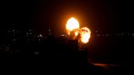 Smoke and flames rise during Israeli airstrikes on Gaza City