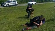 Truck driver arrested by Ohio State Highway Patrol with dog unit. Pic: Ohio State Highway Patrol