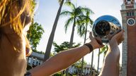 The Worldcoin orb scans people&#39;s irises. Pic: Worldcoin