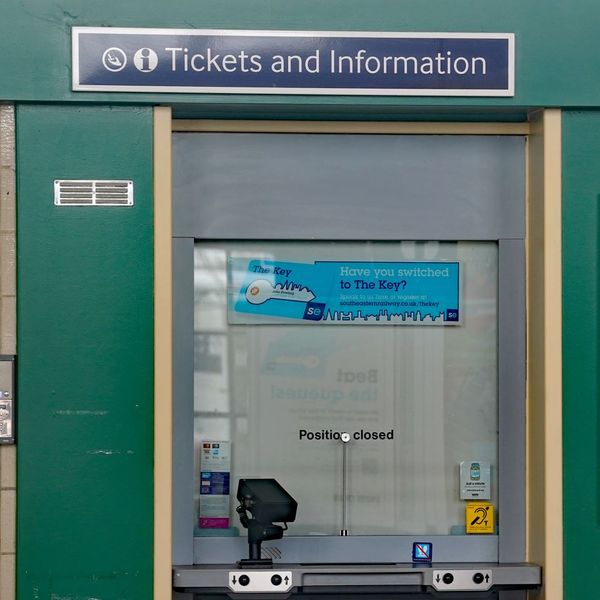 A closed ticket office