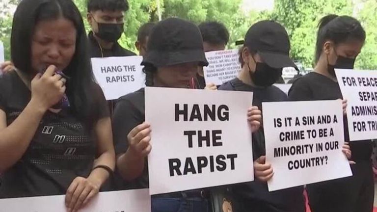 Hundreds of protesters gathered in New Delhi to call for the arrest of those involved in an assault against two women in the northeastern state of Manipur, India. A video of the incident went viral, triggering massive outrage.