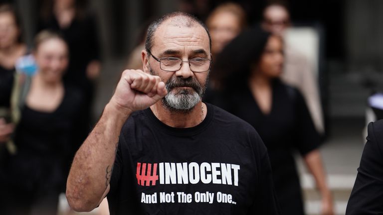 Andrew Malkinson, who served 17 years in prison for a rape he did not commit, reads a statement outside the Royal Courts of Justice in London, after being cleared by the Court of Appeal. Picture date: Wednesday July 26, 2023.