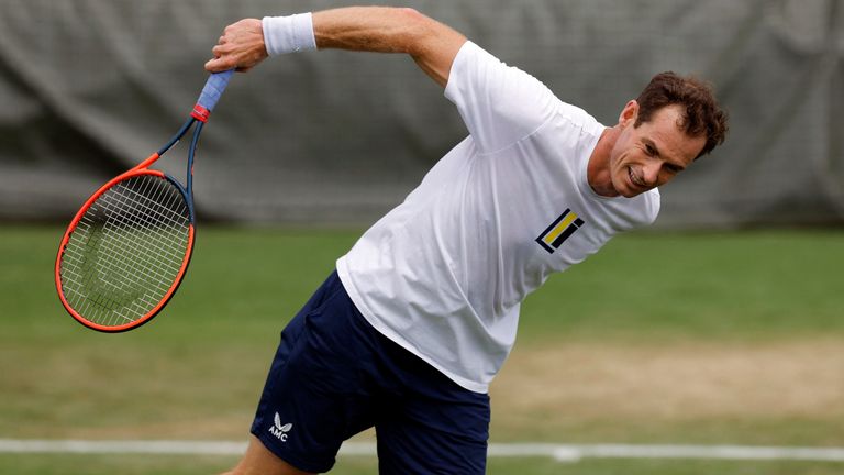 Andy Murray on the practice courts