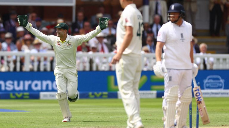 Cricket - Ashes - Second Test - England v Australia - Lords, London, Britain - July 2, 2023 Australia&#39;s Alex Carey celebrates after running out England&#39;s Jonny Bairstow Action Images via Reuters/Matthew Childs