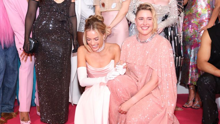 Barbie star Margot Robbie and writer-director Greta Gerwig at the London premiere. Pic: Vianney Le Caer/Invision/AP
