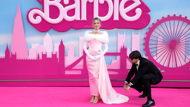 Margot Robbie at the London premiere of Barbie. Pic: Scott Garfitt/Invision/AP