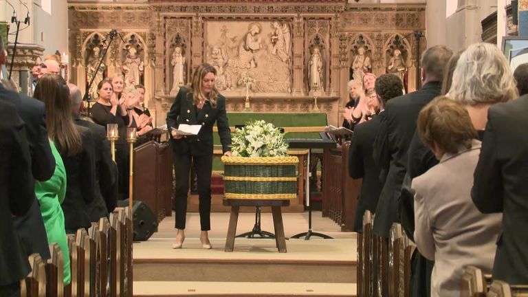Mother of Barnaby Webber ends her speech at his funeral