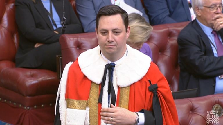 Video grab of the the introduction of, Ben Houchen, 36, the Tees Valley Mayor, who will sit as a Conservative peer and be known as Lord Houchen of High Leven, at the House of Lords, London. Picture date: Monday July 24, 2023.