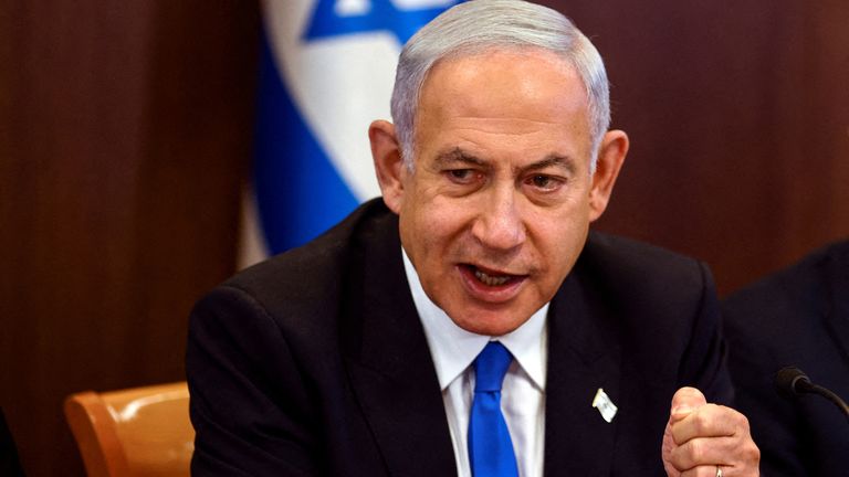 Israeli Prime Minister Benjamin Netanyahu leads a cabinet meeting in Jerusalem