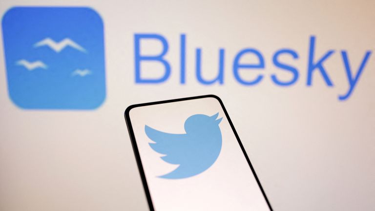Twitter and Bluesky logos are seen in this illustration taken November 7, 2022. REUTERS/Dado Ruvic/Illustration
