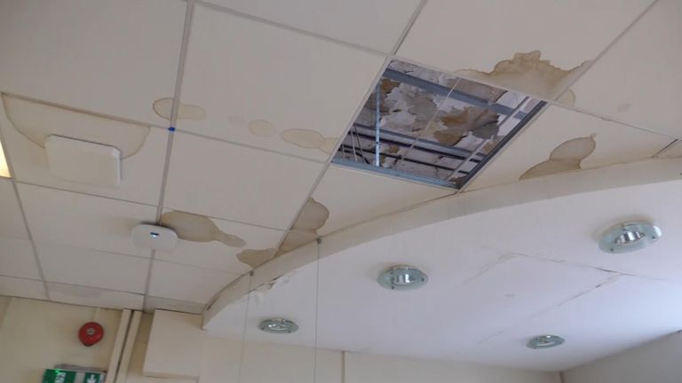 Rain came down through the roof at the Royal Berkshire Hospital