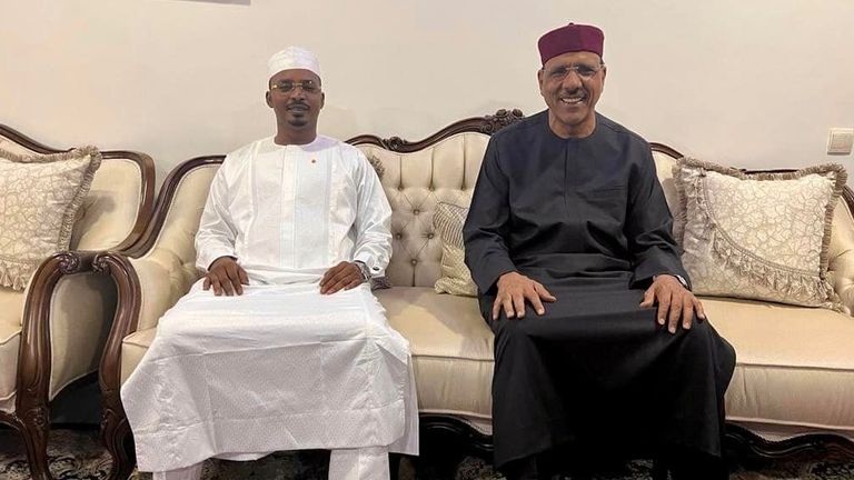 Mohamed Bazoum (R) pictured with Chad leader Mahamat Idriss Deby (L). Pic: Mahamat Idriss Deby/Facebook
