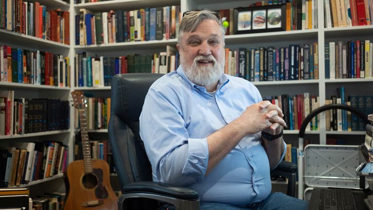 Pastor Doug Wilson of Christ Church looks on while working in his office, in Moscow, Idaho, U.S., June, 8 2022. Picture taken June, 8 2022. REUTERS/Matt Mills McKnight
