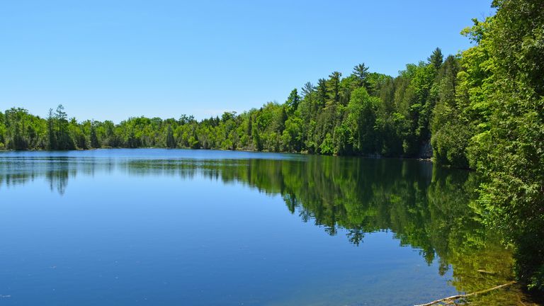 Crawford Lake, one of the few Meromictic lakes around the world, highlight of the Crawford Lake Conservation Area, south of Milton, Ontario Canada

