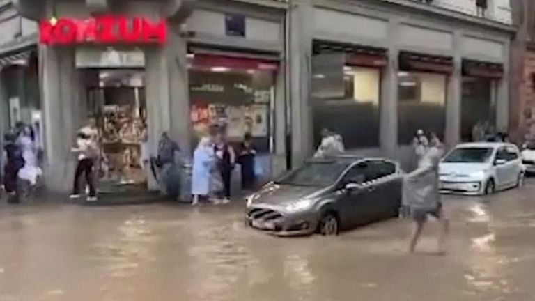 A powerful storm hit the Balkans with strong winds and heavy rain Wednesday, killing at least five people in Croatia, Bosnia and Slovenia and injuring dozens, police and local media outlets said.
