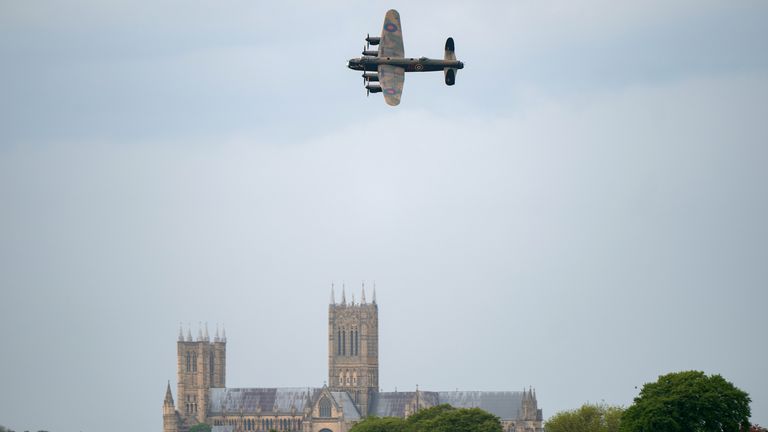 A Lancaster over Lincoln Cathedral on 16 May