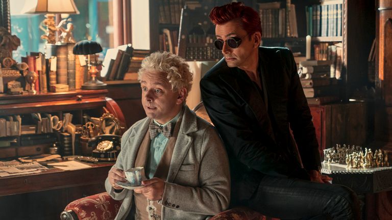 David Tennant and Michael Sheen in Good Omens. Pic: Amazon Studios/ Prime Video