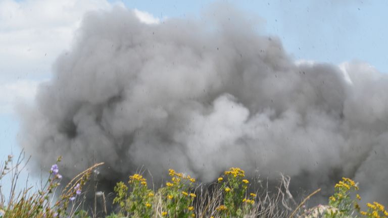 Detonating a mine to make it safe.                                